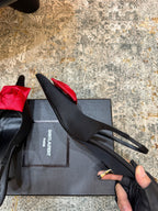 YSL Dakota Pumps 50mm Black Red Satin 637206