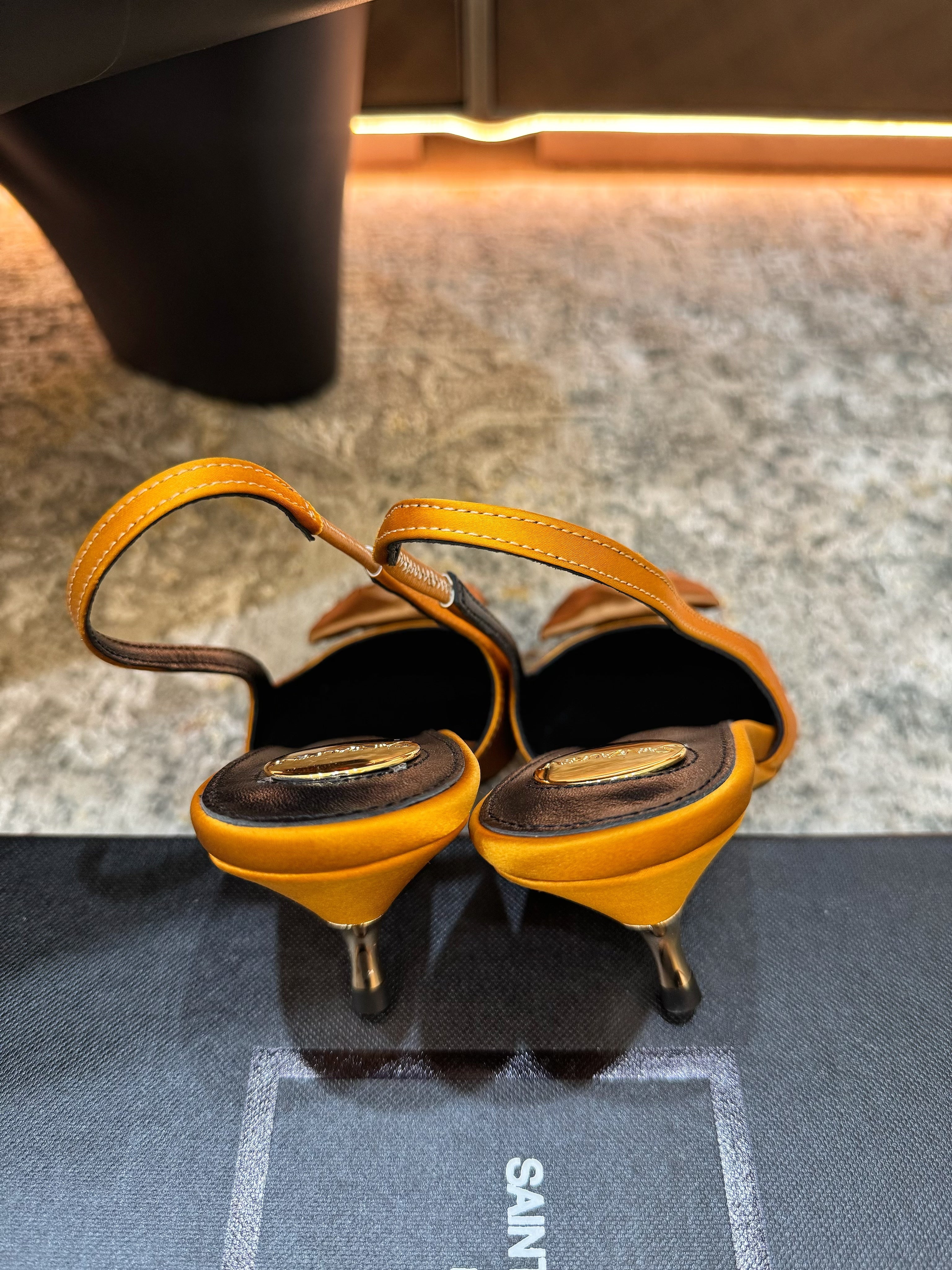 YSL Dakota Pumps 50mm Orange Satin 637209