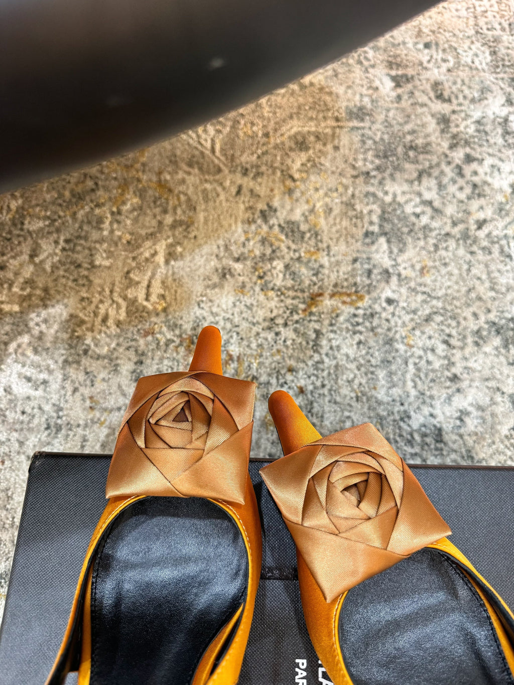 YSL Dakota Pumps 50mm Orange Satin 637209