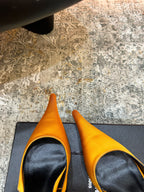 YSL Anne-Marie Slingback 8cm Orange Satin 637213