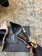 YSL Anne-Marie Slingback 8cm Light Pink Patent Leather 637219