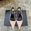 YSL Anne-Marie Slingback 8cm Light Pink Patent Leather 637219