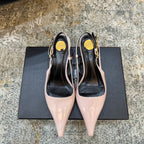 YSL Anne-Marie Slingback 8cm Light Pink Patent Leather 637219