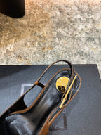 YSL Anne-Marie Slingback 8cm Brown Patent Leather 637223