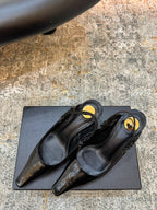 YSL Anne-Marie Slingback 8cm Black Glossy Sheepskin 637224