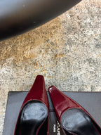YSL Anne-Marie Slingback 8cm Burgundy Sheepskin 637226