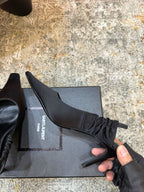 YSL Anne-Marie Slingback 8cm Black Sheepskin Silk 637229