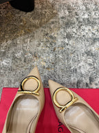 Ferragamo Maxi Gancini Slingback 7.5cm Beige Cowhide