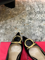 Ferragamo Maxi Gancini Slingback 7.5cm Black Embossed Sheepskin