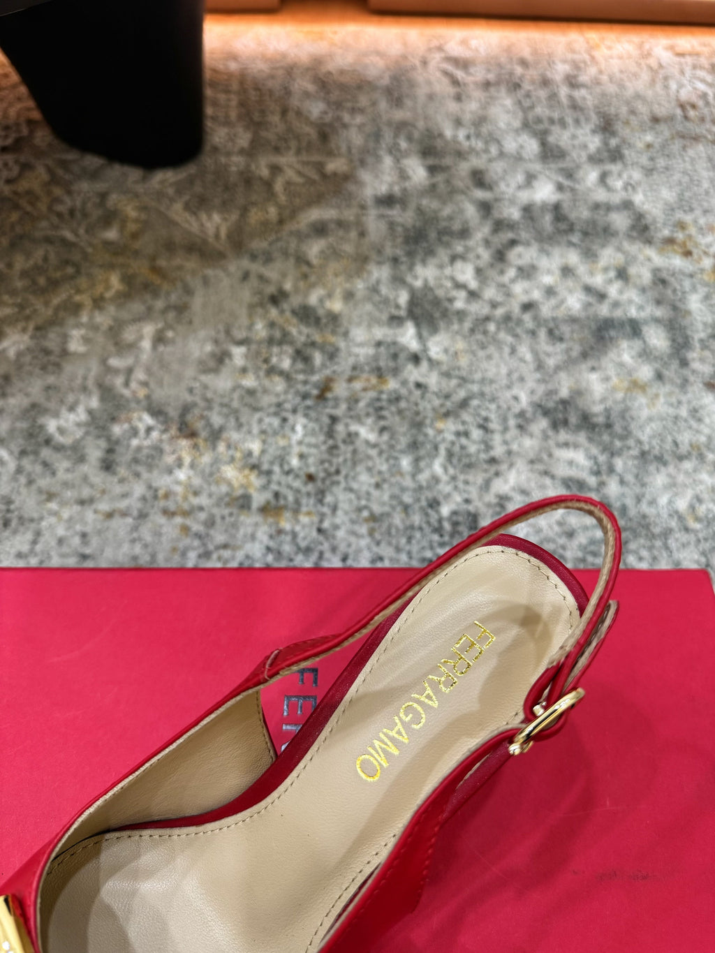 Ferragamo Maxi Gancini Slingback 7.5cm Red Cowhide 694839