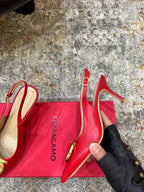 Ferragamo Maxi Gancini Slingback 7.5cm Red Cowhide 694839