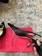 Ferragamo Maxi Gancini Slingback 7.5cm Black Cowhide 694840