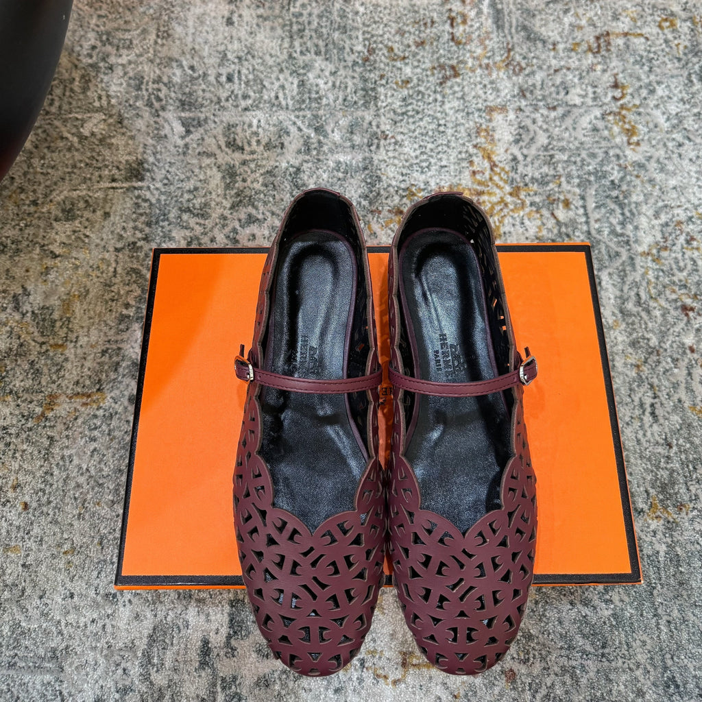 HM Meli Ballet Flat Burgundy Lambskin 799551