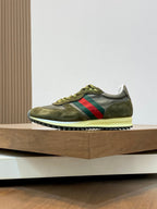 GG Men's Re-Motion Sneaker Olive Green Suede Calfskin 719293