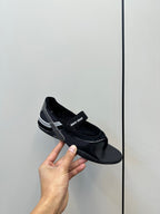 Miu Thong Sandals In Black Suede Mix Tech Fabric