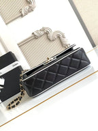 CC 25P Mini Flap Bag 23cm Black White Calfskin