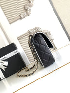 CC 25P Mini Flap Bag 23cm Black White Calfskin