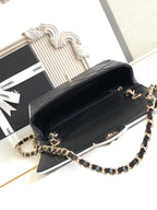 CC 25P Mini Flap Bag 23cm Black White Calfskin