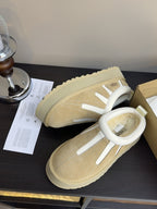 UGG Tazz Sunwave Slippers Chestnut White Suede