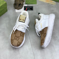 GG Men's Sneaker White Brown Calfskin Canvas 528940