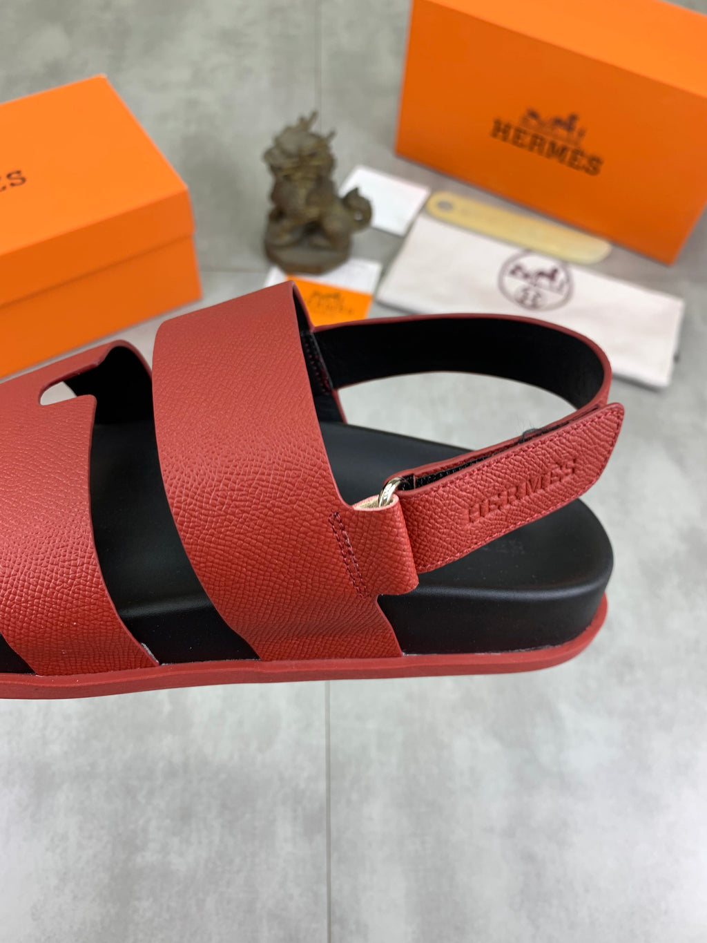 HM Men's Chypre Sandals Red Calfskin 645501