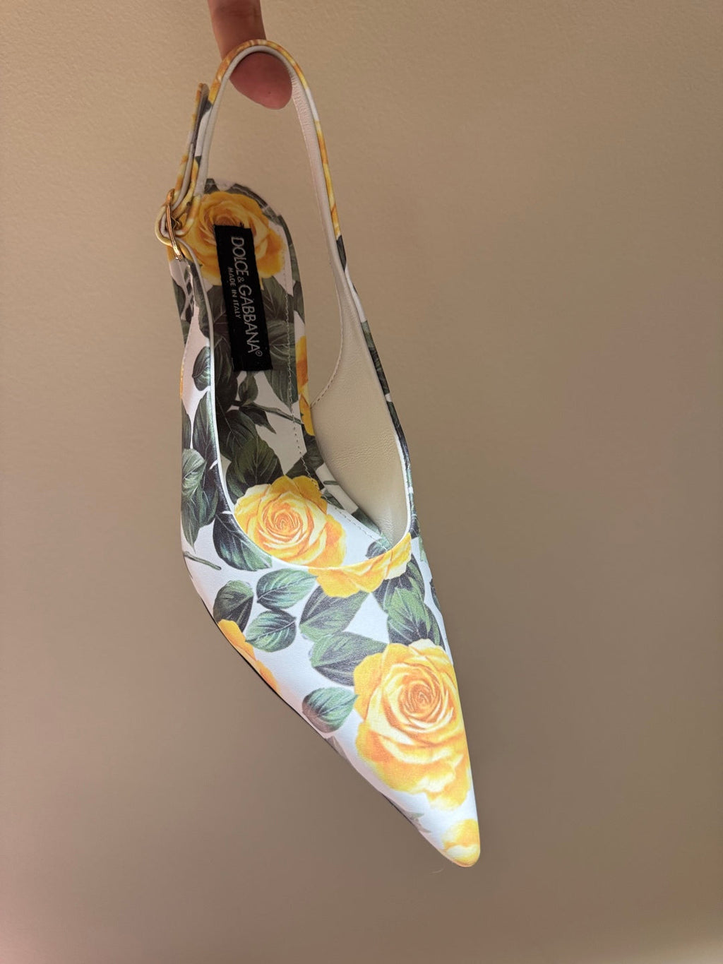 DC Slingback Pumps 65mm Yellow Rose-Print   And Sheepskin 379287
