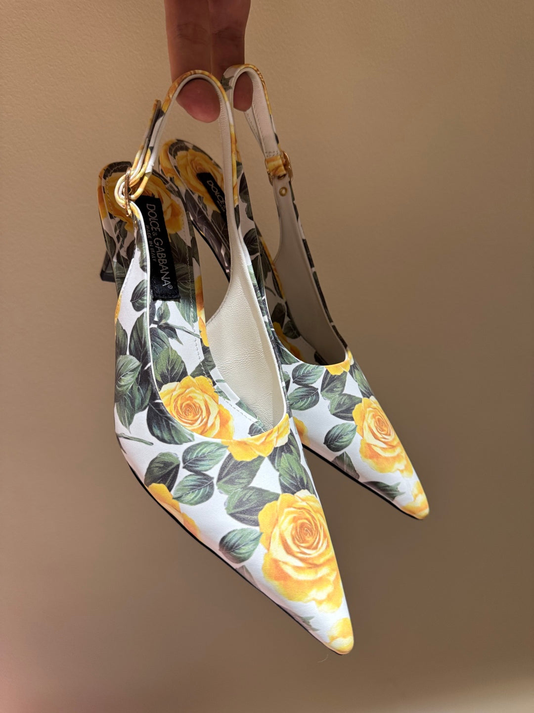 DC Slingback Pumps 65mm Yellow Rose-Print   And Sheepskin 379287