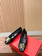 Ferragamo Vara Bow Mary Jane 3cm Black Glossy Leather 693004