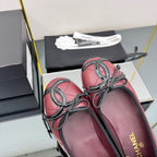 CC Loafers Burgundy Sheepskin Mix Bow 297793