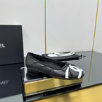 CC Loafers Black/White Sheepskin Mix Bow 297794