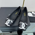 CC 25 Cambon Ballet Flat Black White Quilted Calfskin