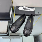 CC 25 Cambon Ballet Flat Black Quilted Calfskin