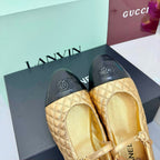 CC 25 Mary Jane Gold Metallic Quilted Black Lambskin 368133
