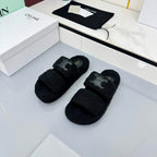 CL 25s Triomphe Slides 50mm Black Wool & Rubber 434462