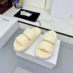 CL 25s Triomphe Slides 50mm White Wool & Rubber 434464