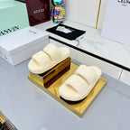 CL 25s Triomphe Slides 50mm White Wool & Rubber 434464