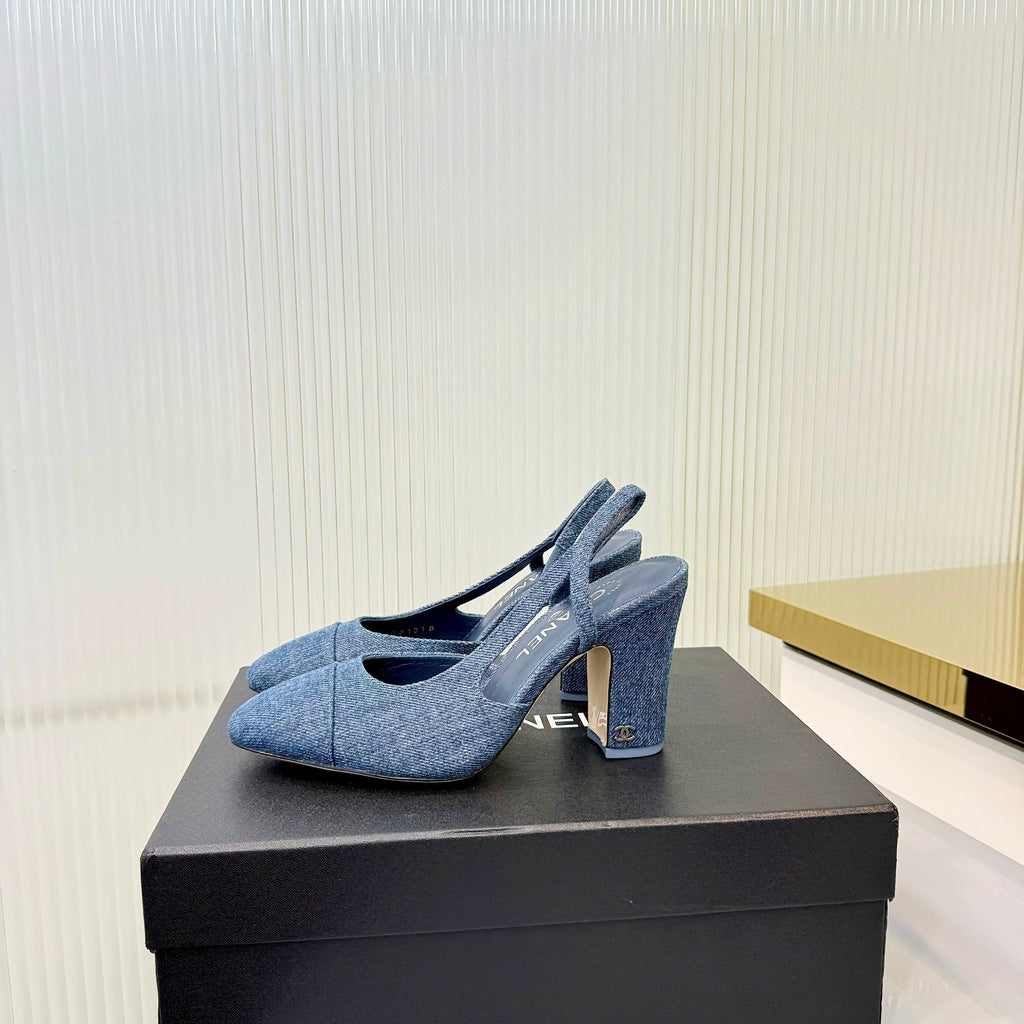 CC 26 Slingback High Heel 9cm Blue Denim 714014