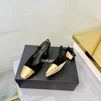 CC 26 Slingback High Heel 6.5cm Gold Black Suede 714020