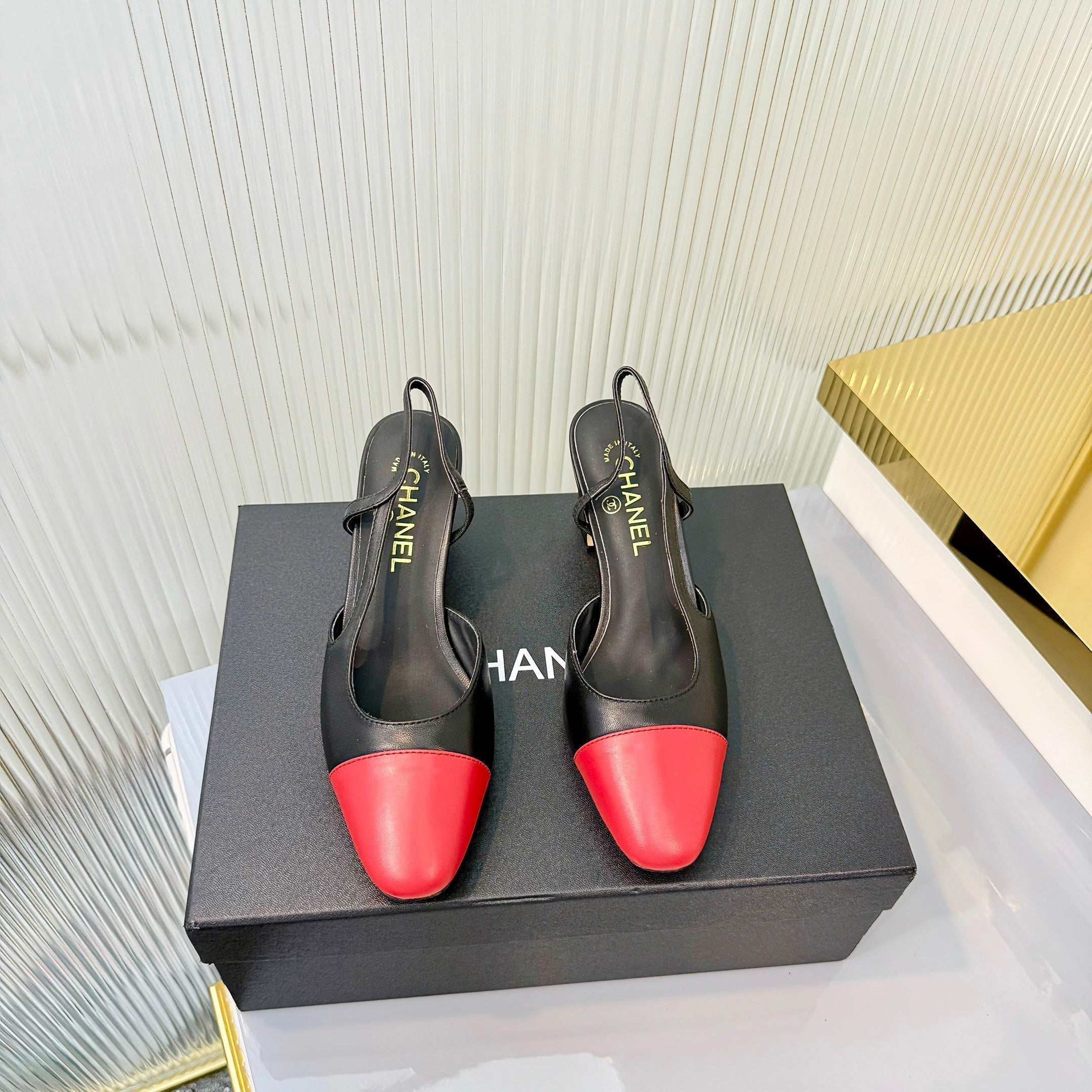 CC 26 Slingback High Heel 6.5cm Red Black Lambskin 714024