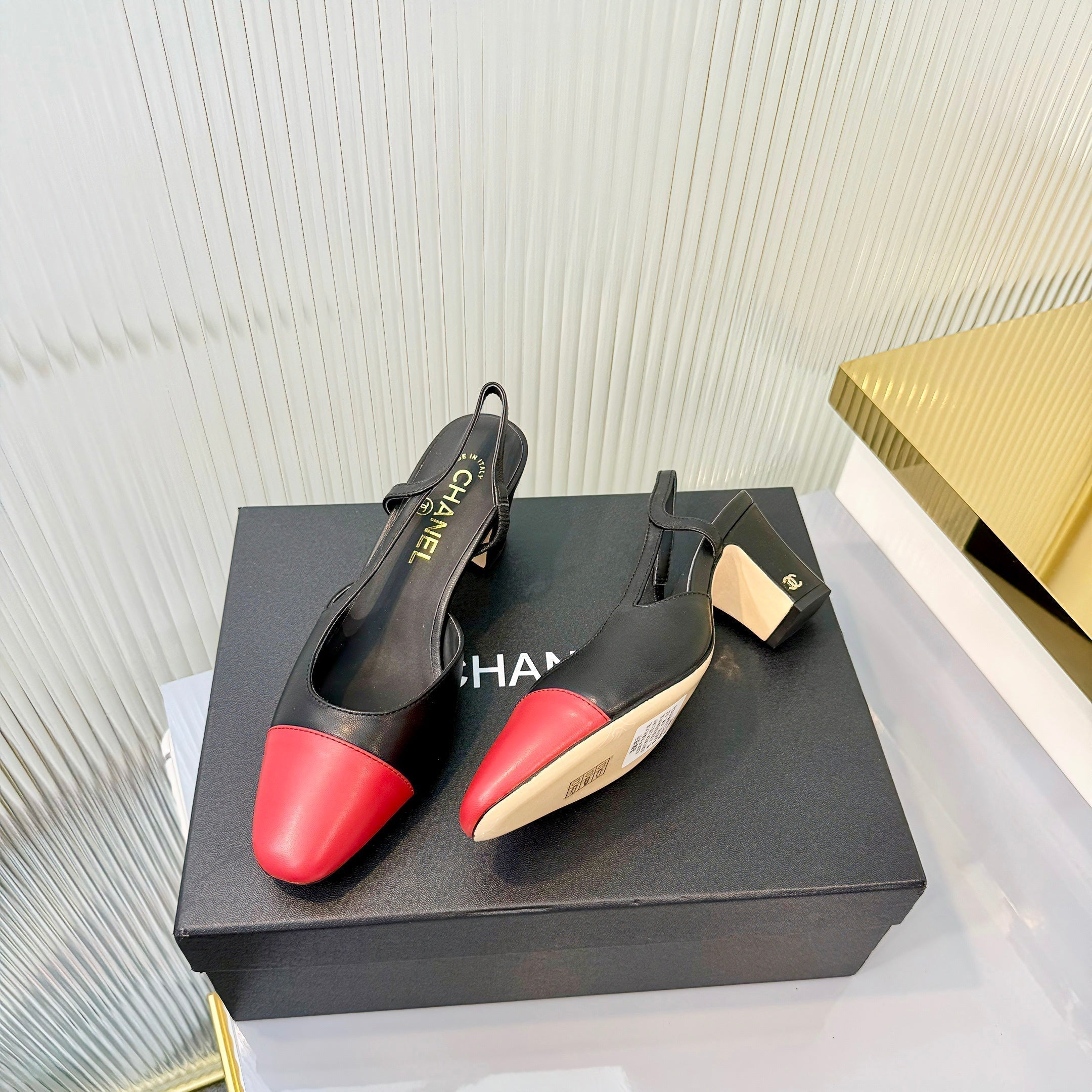 CC 26 Slingback High Heel 6.5cm Red Black Lambskin 714024