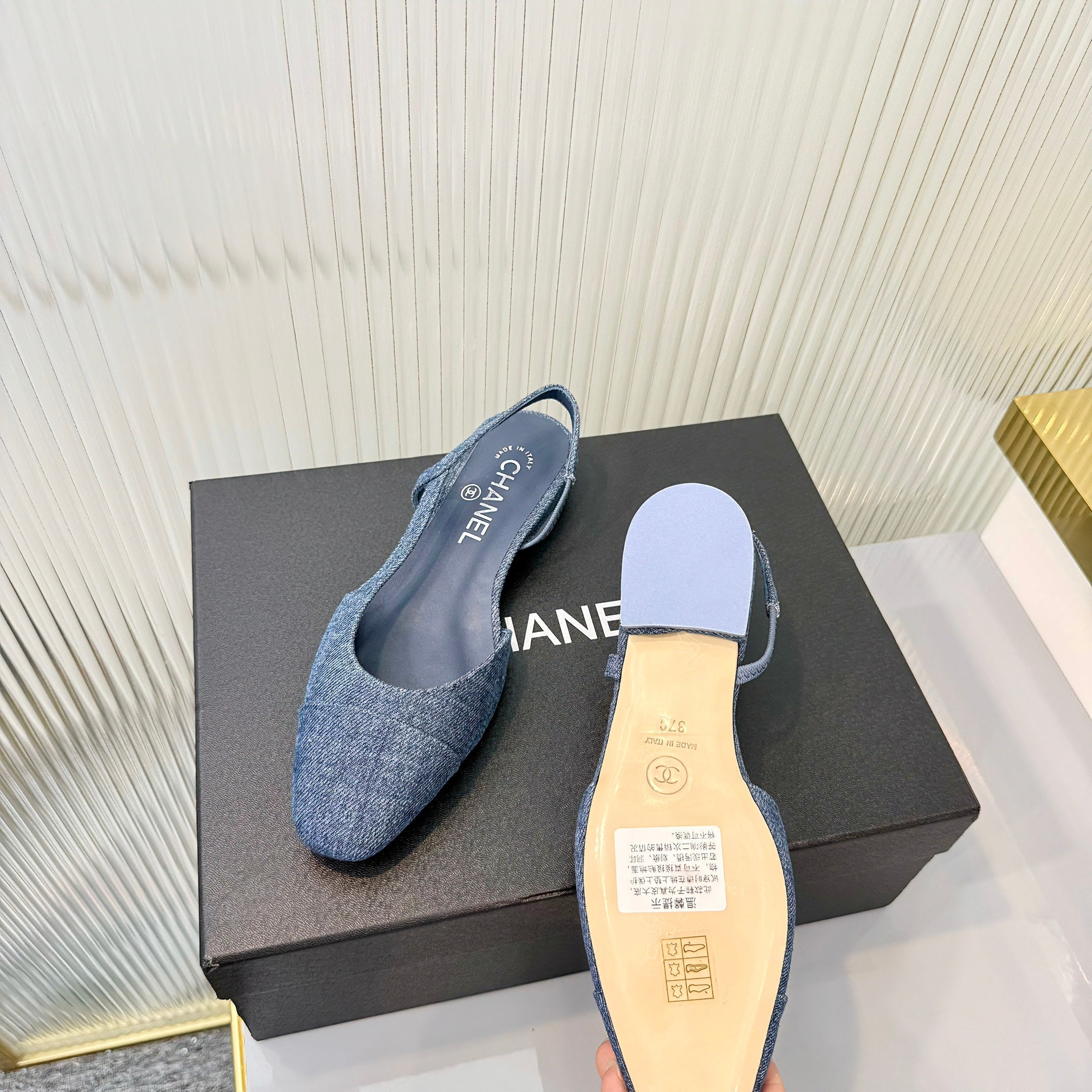 CC 26 Slingback Flat Blue Denim 714027