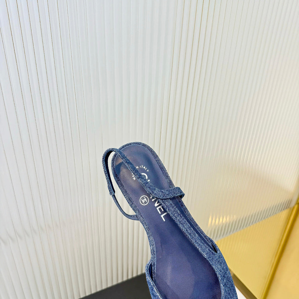 CC 26 Slingback Flat Blue Denim 714027