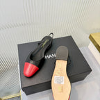 CC 26 Slingback Flat Black Red Lambskin 714029