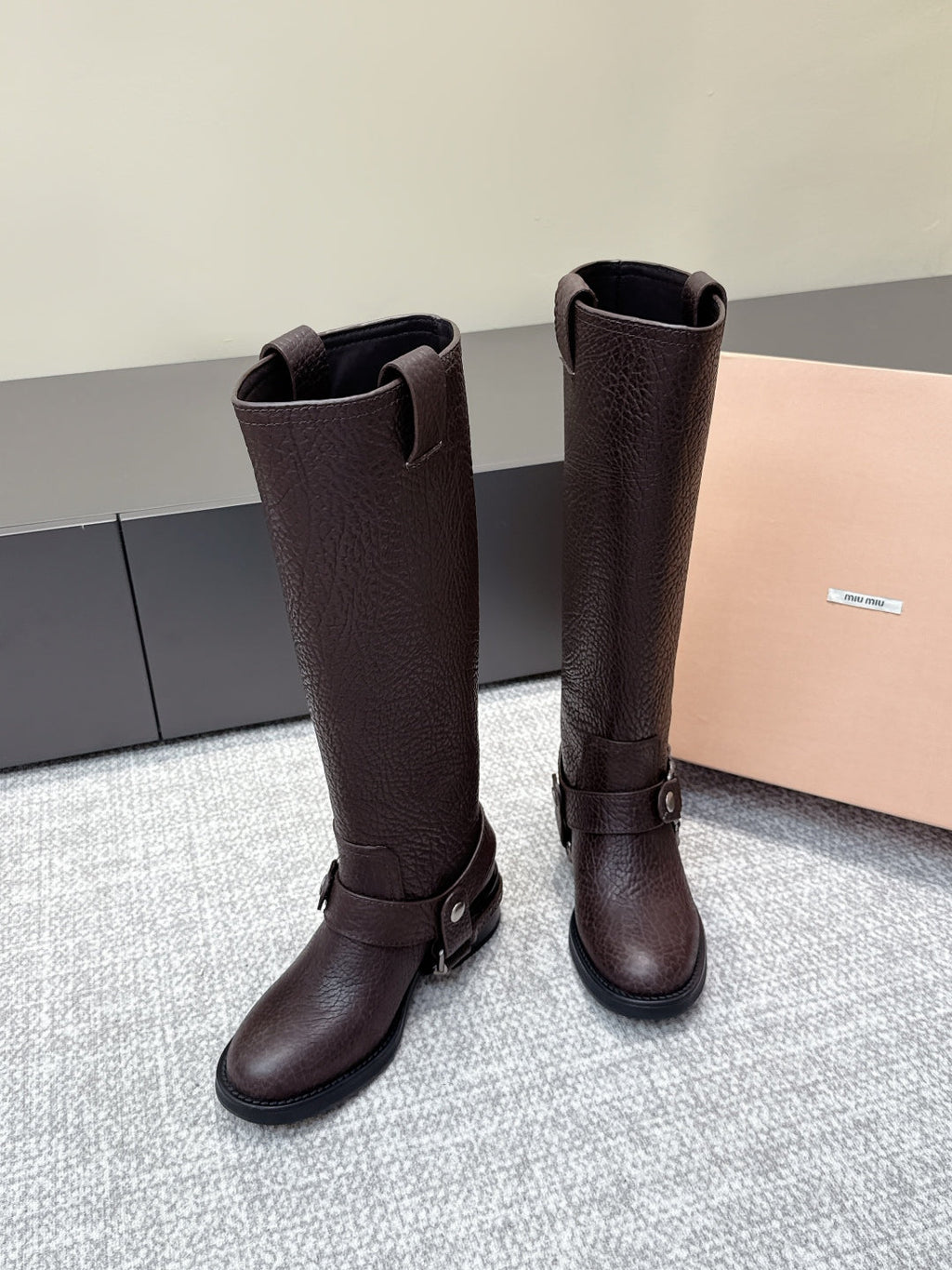 MIU MIU high boots black sheepskin 461852