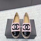 CC Espadrilles Black Pink Tweed Patent Leather 653917