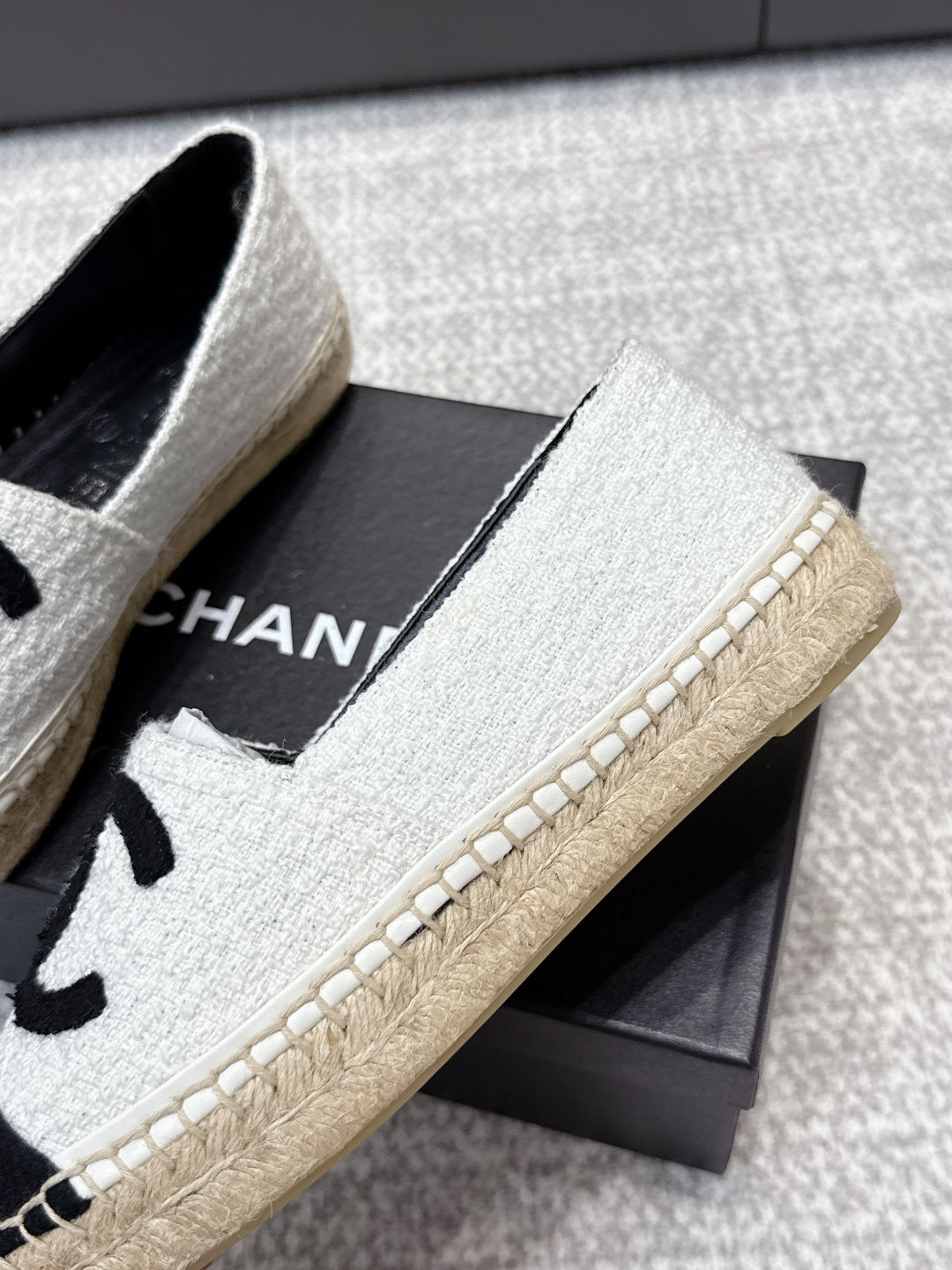 CC Espadrilles Black White Tweed 653919