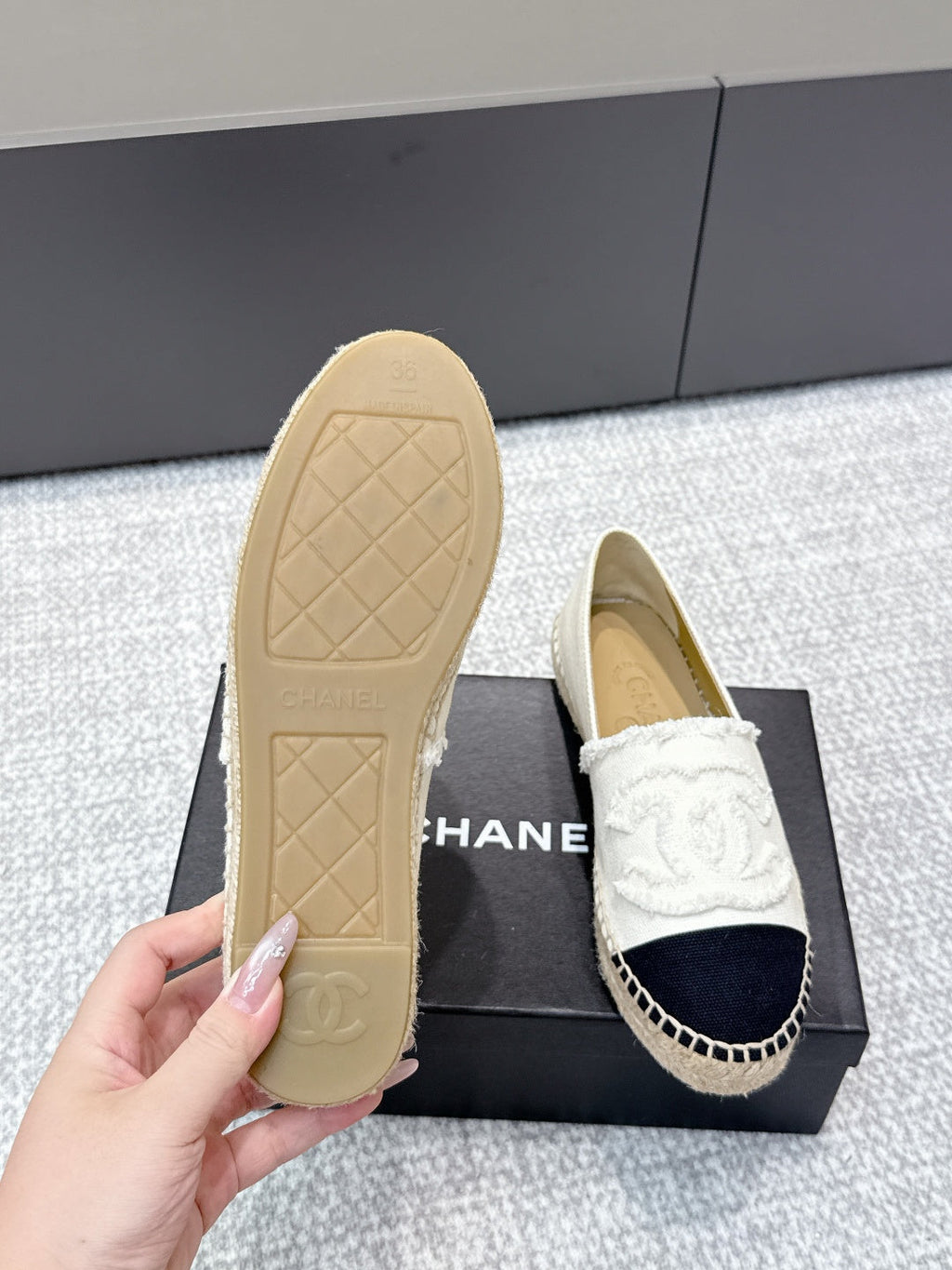 CC Espadrilles Black White Canvas 653921