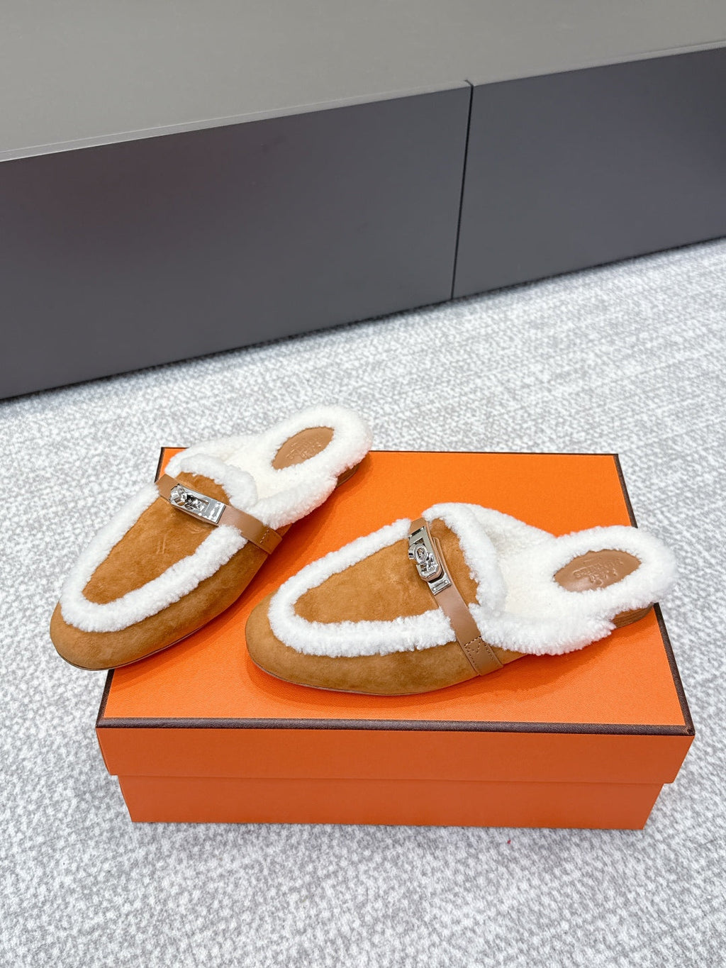 HM 25ss Oz Mule Brown Suede And Shearling 461940