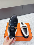 HM 25ss Oz Mule Black Goatskin And Shearling 461941