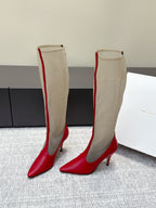 The Row Knee-High Boots 85mm Red Mesh Cowhide 451297
